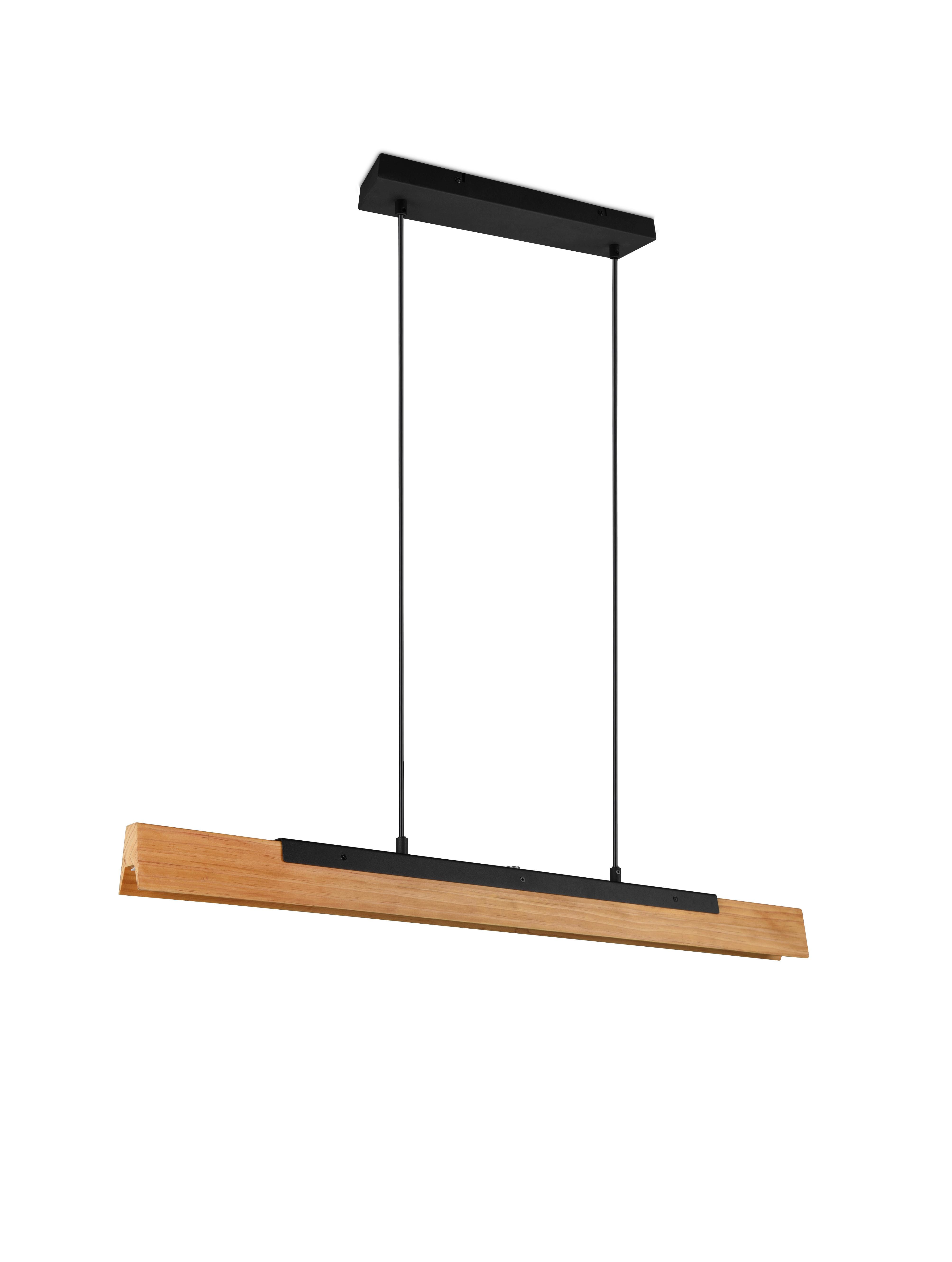 LED-Hängeleuchte Kerala Braun/Schwarz max. 25 Watt - Schwarz/Braun, Design, Holz/Metall (90/8,5/150cm) - Trio Leuchten