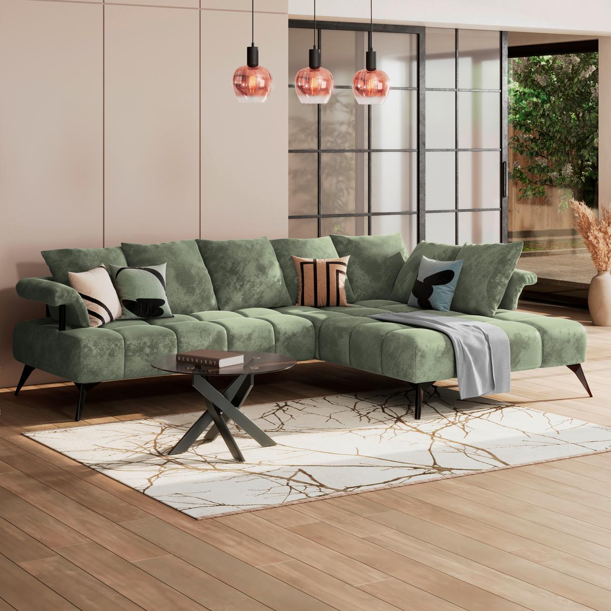 Kutna Garnitura Vanessa New - boje mente/crna, Moderno, tekstil/metal (297/200cm) - Modern Living
