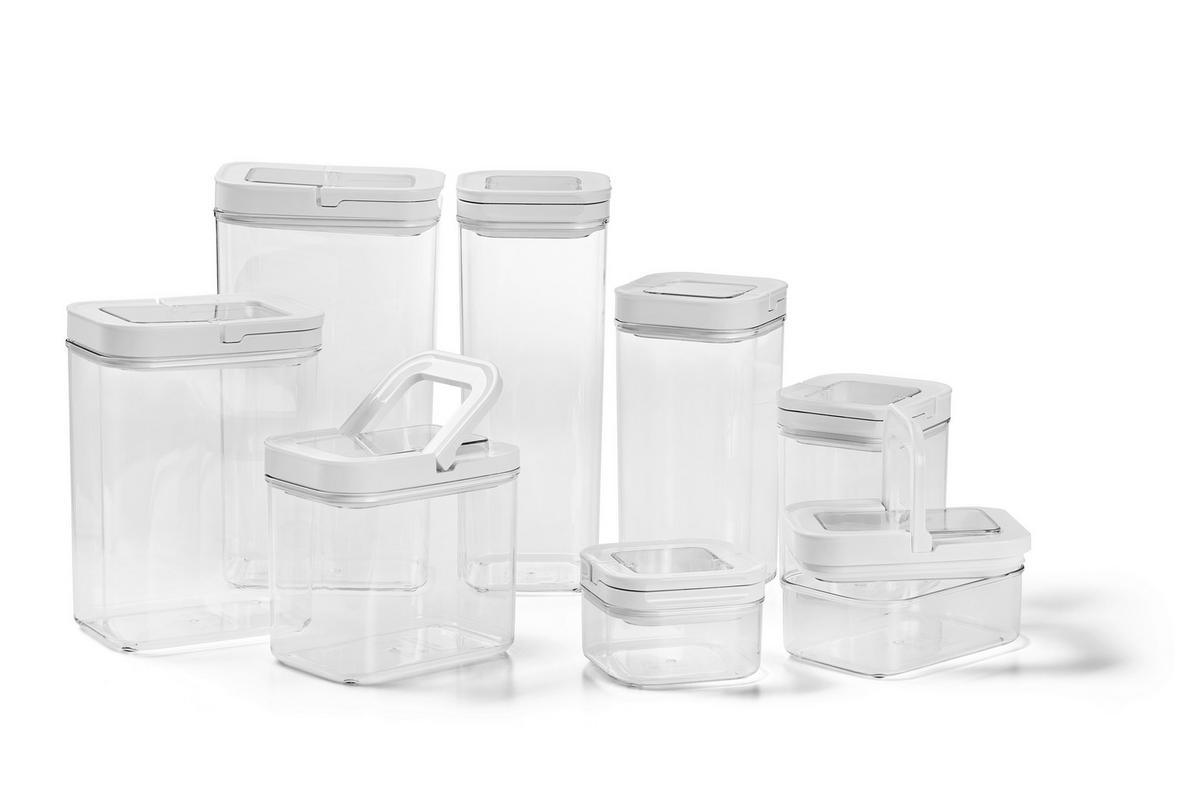 ZESTAW POJEMNIKÓW KUCHENNYCH SL080522A+SL080523A - biały/przejrzysty, Basics, tworzywo sztuczne - Homeware Profession.