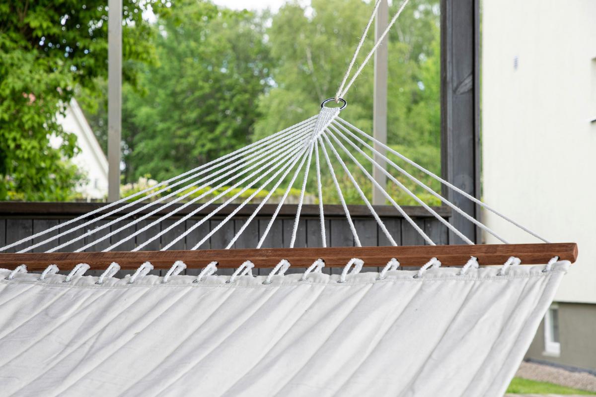 Hängematte Hedvig ca. 140x200 cm Weiß - Weiß, KONVENTIONELL, Kunststoff (140/1/200cm) - Gardenson