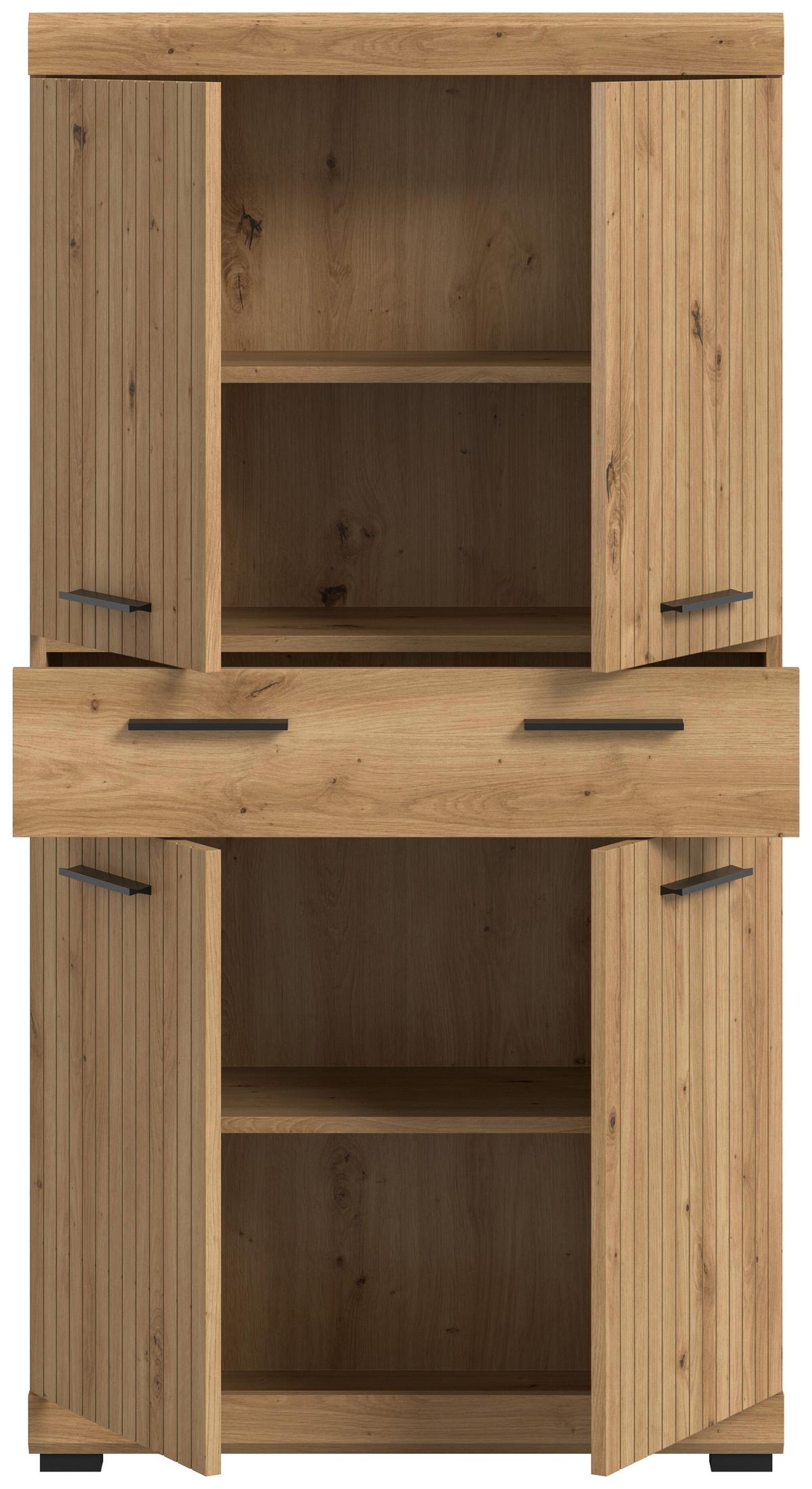 Midischrank Scout Eiche Artisan - Schwarz/Eiche Artisan, Trend, Holzwerkstoff/Kunststoff (74/141/31cm) - MID.YOU