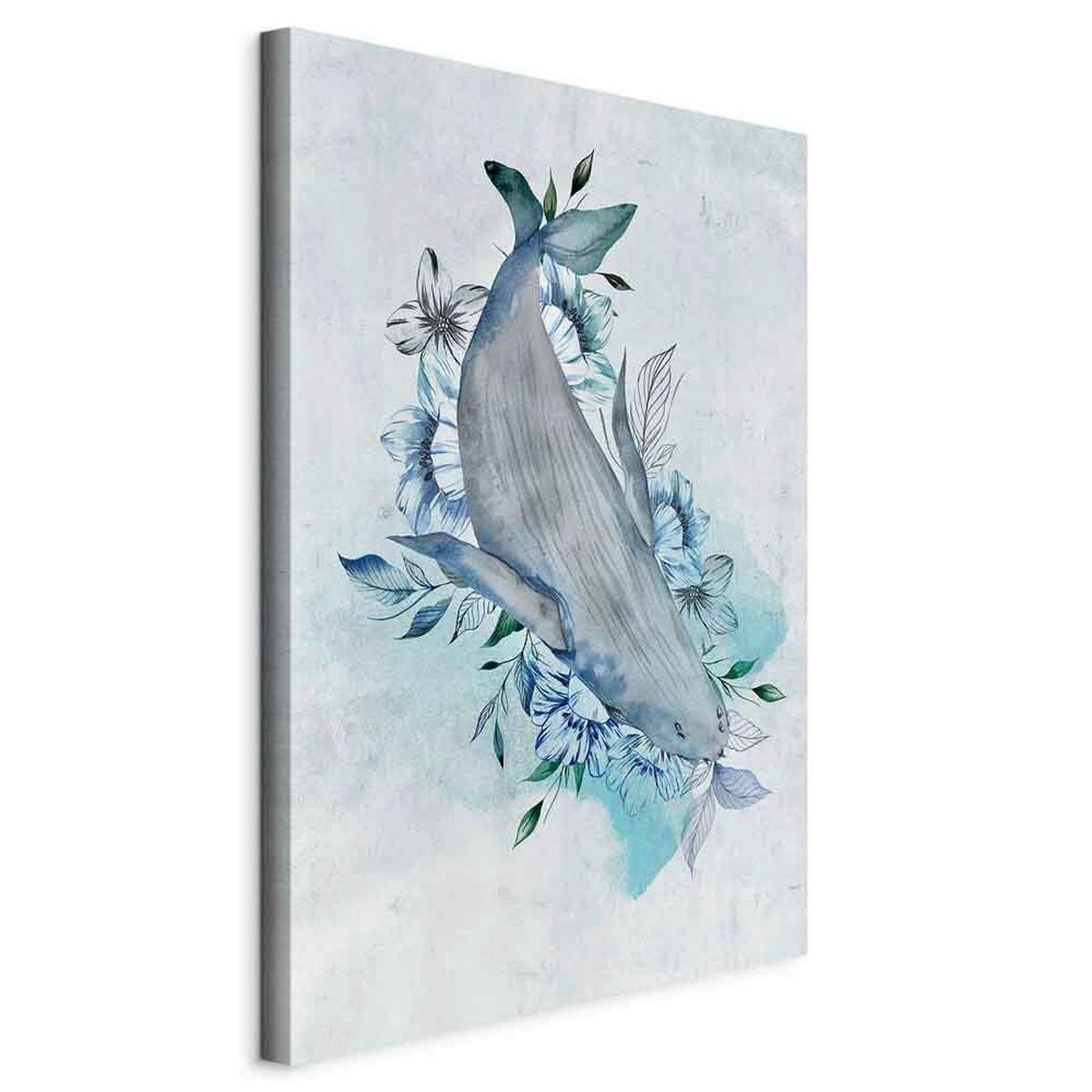 Slika Na Platnu Mrs. Whale - pastelno modra/sivobela, Basics, tekstil/les (60/90/1.2cm) - artgeist