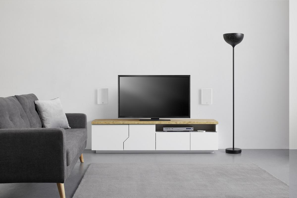 TV-ELEMENT in weiß "Carlos" - Weiss/Eichefarben, Modern, Holz (180/46,5/42cm) - Bessagi Home