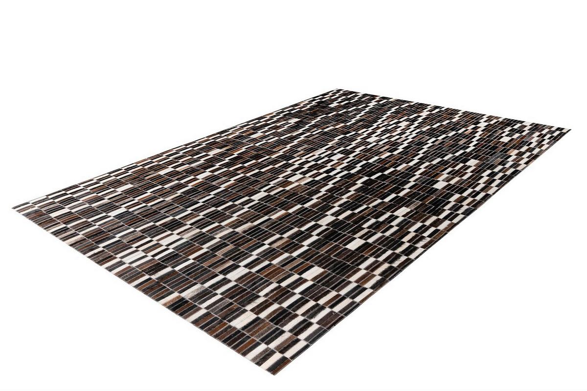 Flachwebeteppich Lavin 125 Schwarz/weiss 80x150 - Weiss/Schwarz, Basics, Leder (80/150cm) - Kayoom