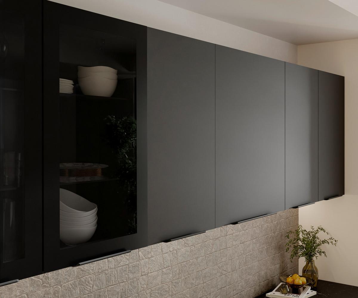 Blok Kuhinja Siena - crna, Moderno, staklo/metal (260/210/60cm) - Modern Living