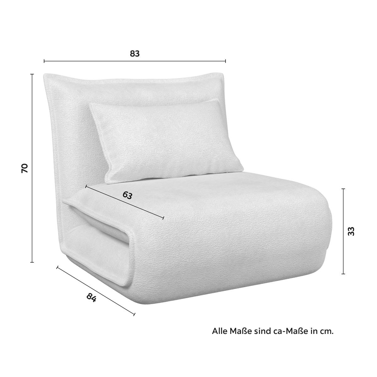 Schlafsessel Macy Weiß Bouclé - Weiß, MODERN, Textil/Metall (83/70/84cm) - Bessagi Home