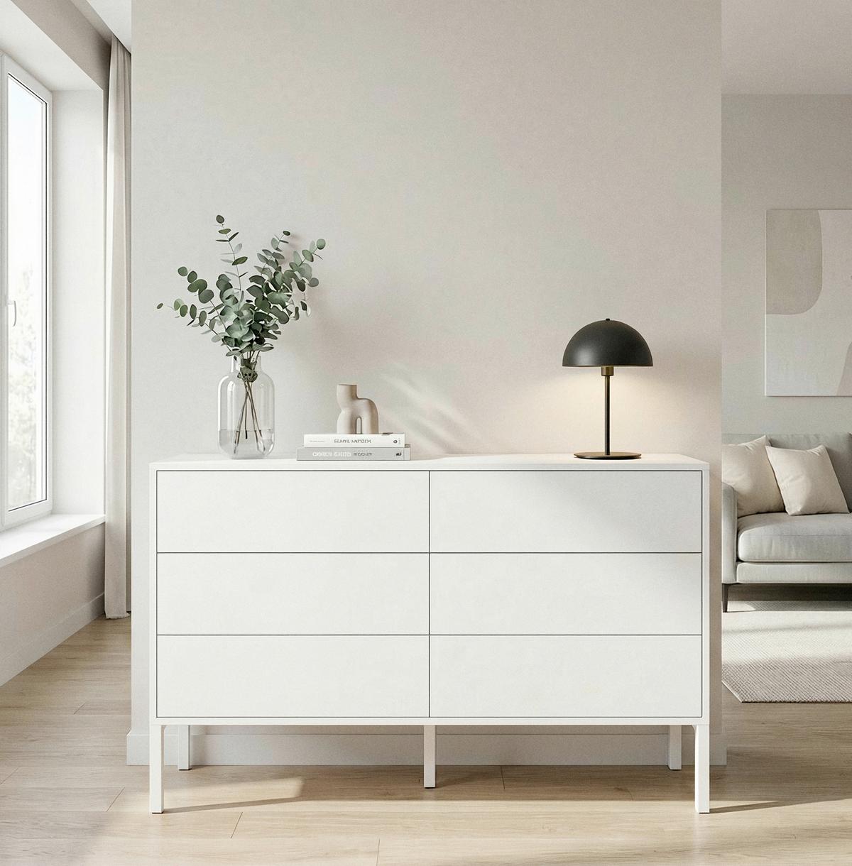 Sideboard Amber Weiß MDF/Eisen - Weiß, MODERN, Holzwerkstoff/Metall (120/80/40cm) - Bessagi Home