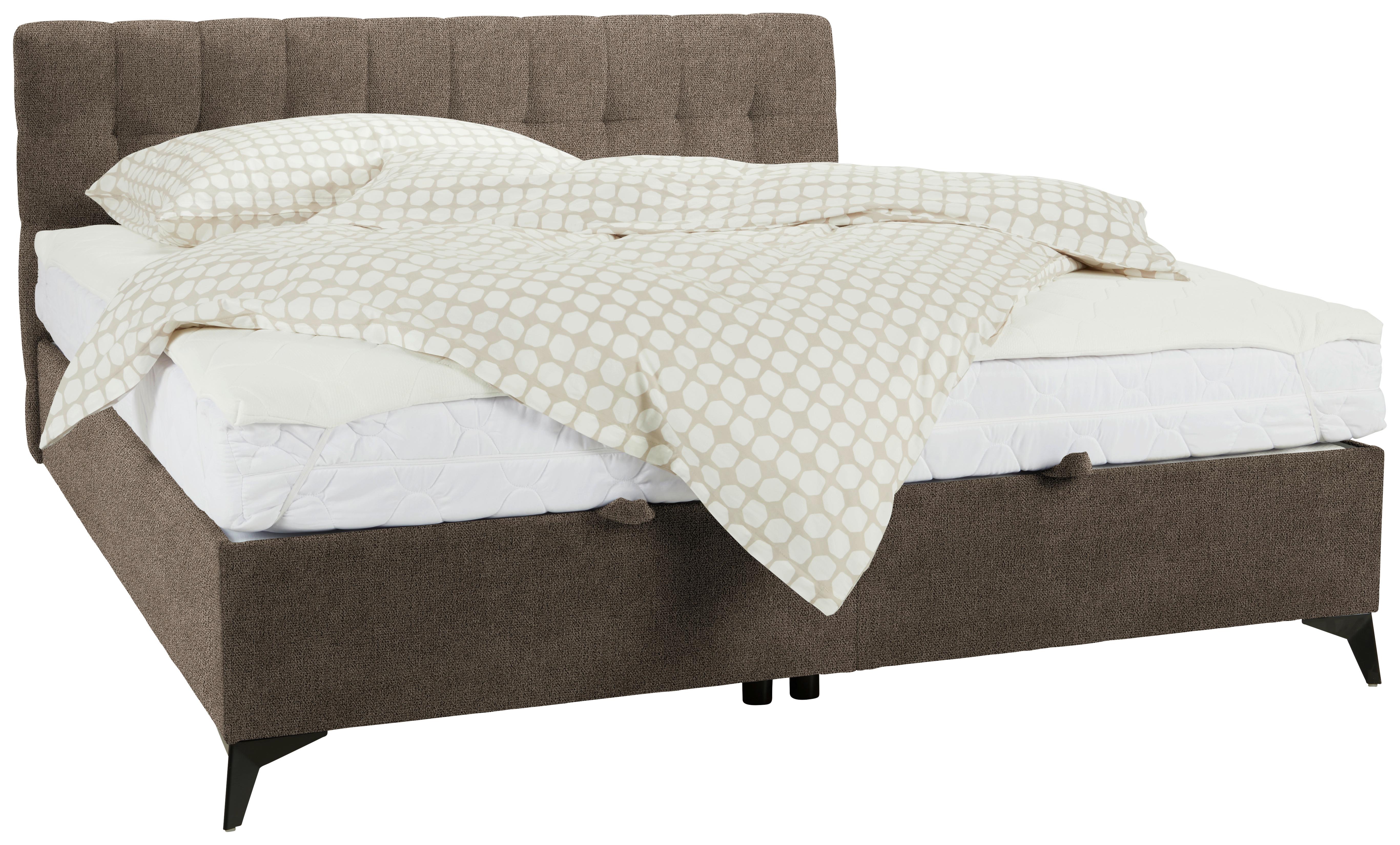 Boxbett in Hellbraun ca. 180x200cm - Hellbraun/Schwarz, KONVENTIONELL, Holzwerkstoff/Kunststoff (180/200cm) - Mömax