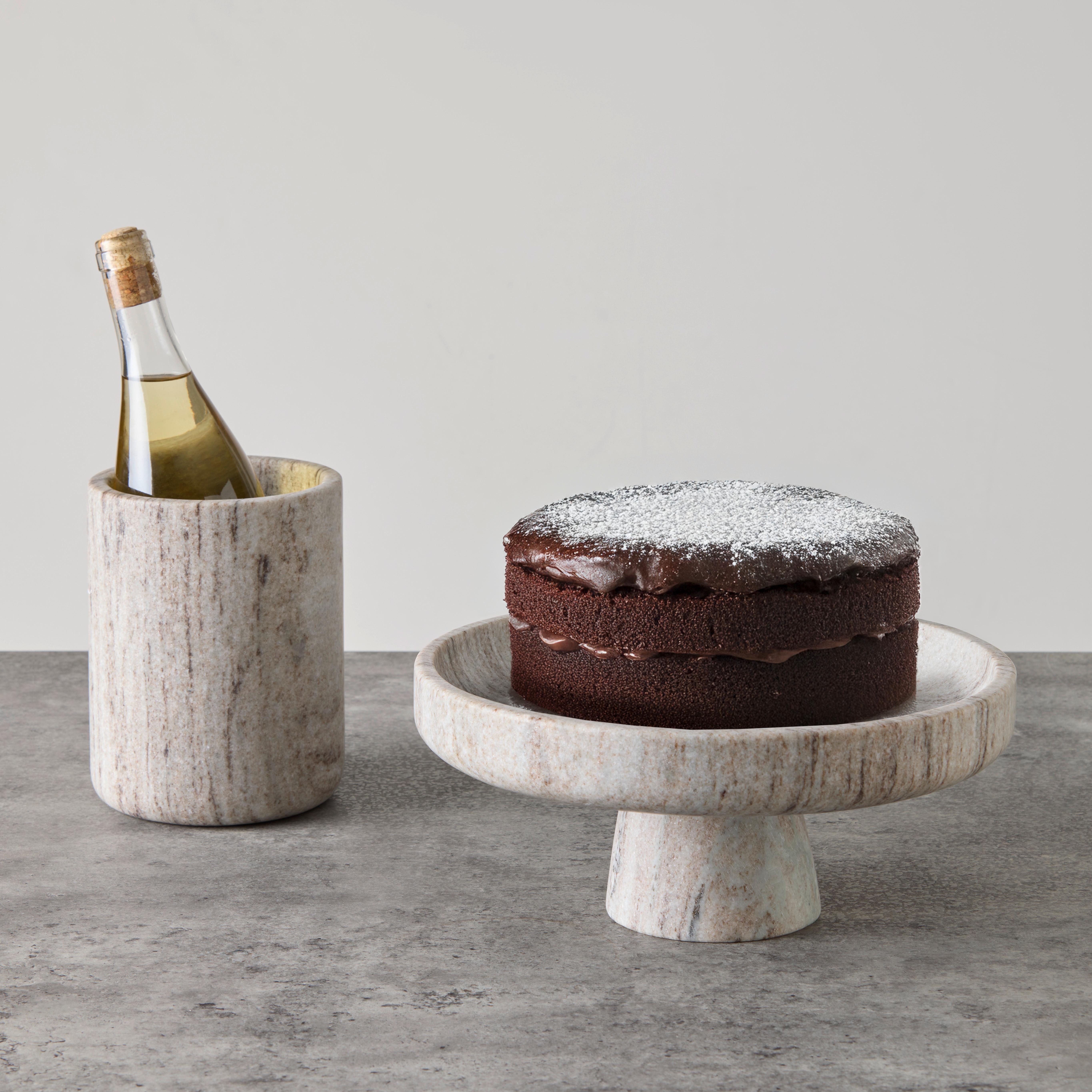 Weinkühler Shiny Silver Naturfarben Marmor - Naturfarben, MODERN, Stein (13/17cm) - Mömax