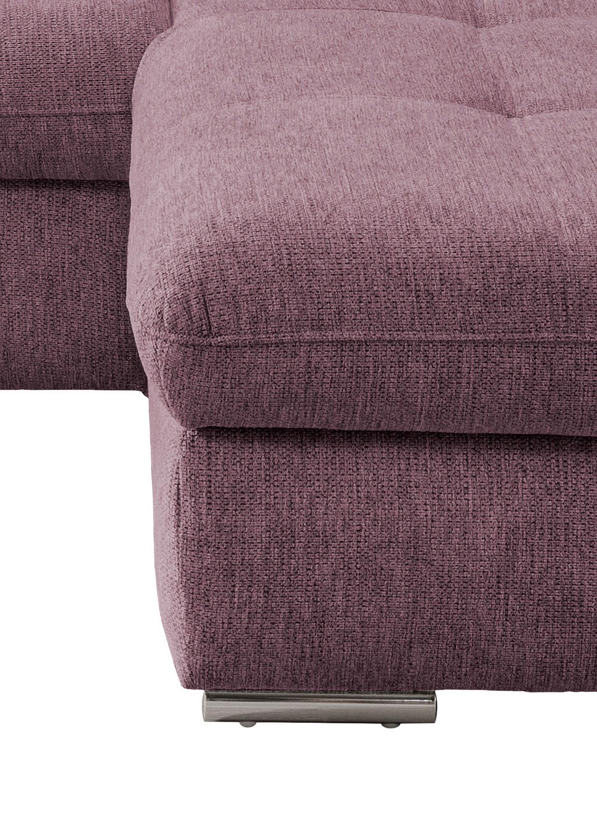 Wohnlandschaft Dalida Brombeere Chenille - Chromfarben/Brombeere, Design, Textil/Metall (300/196cm) - Livetastic
