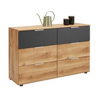 Kommode in Graphit/Eichefarben - Eichefarben/Silberfarben, KONVENTIONELL, Holzwerkstoff/Kunststoff (130/83/41cm) - Mömax