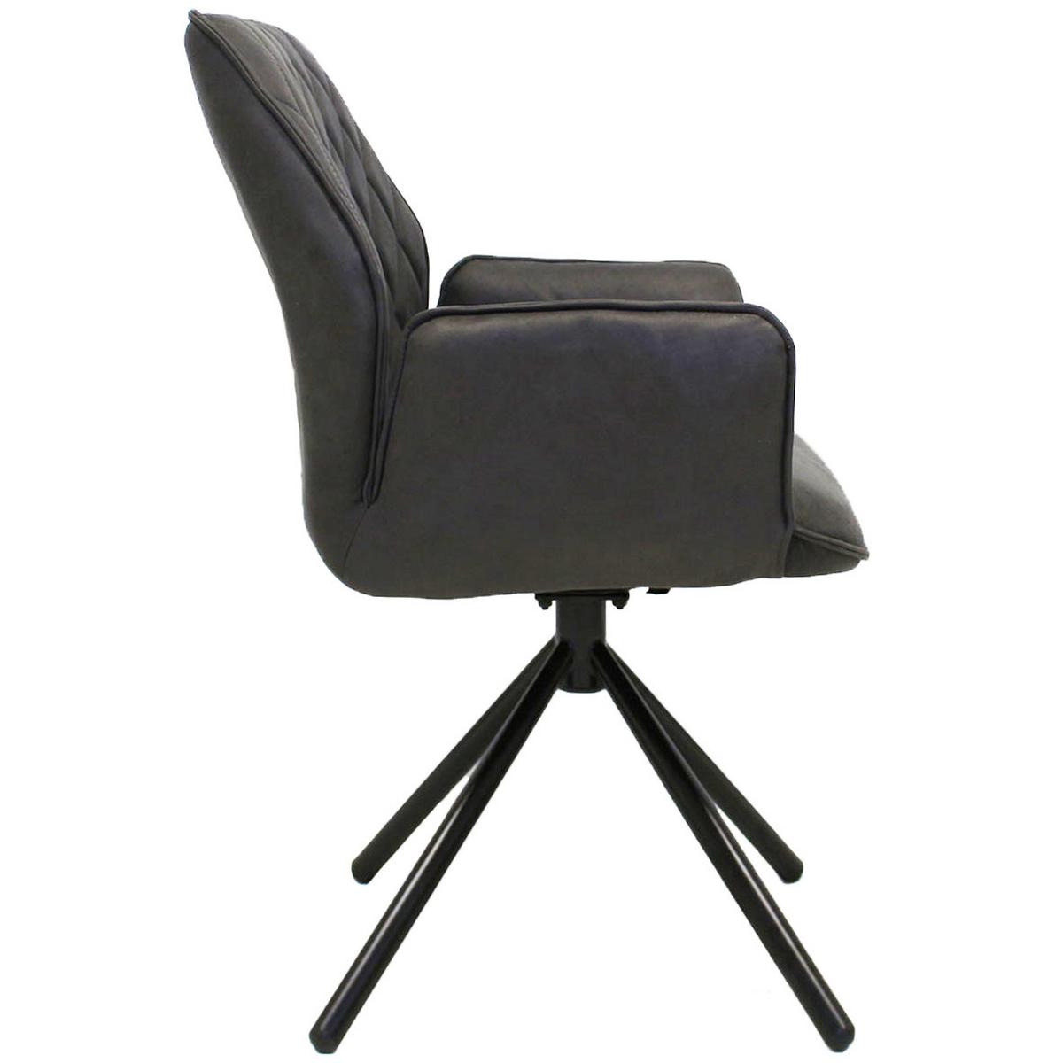 Armlehnstuhl Donny ca. 58x92 cm Anthrazit - Dunkelgrau/Anthrazit, LIFESTYLE, Textil/Metall (58/92/52cm) - MID.YOU