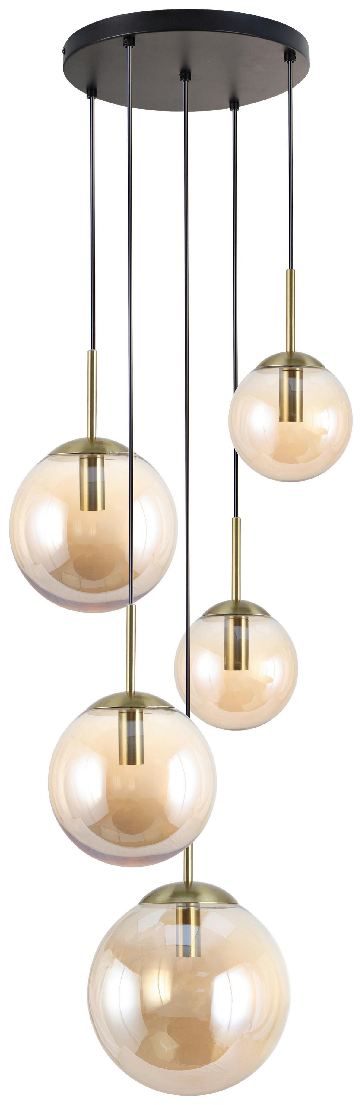 LAMPA WISZĄCA MARA - kolor bursztynowy/czarny, Trend, metal/szkło (44,5/120cm) - Novel