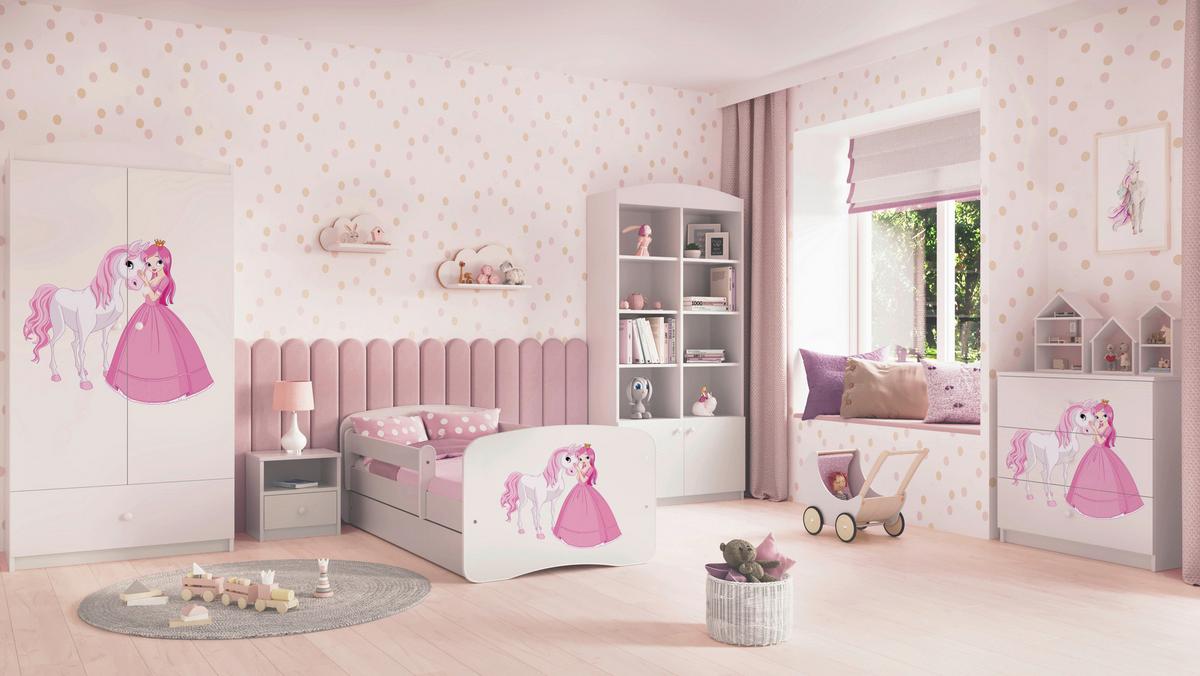 Otroška Postelja Babydreams, Bela, 80x160cm - bela/barve breze, Moderno, tekstil/leseni material (80/160cm) - MID.YOU