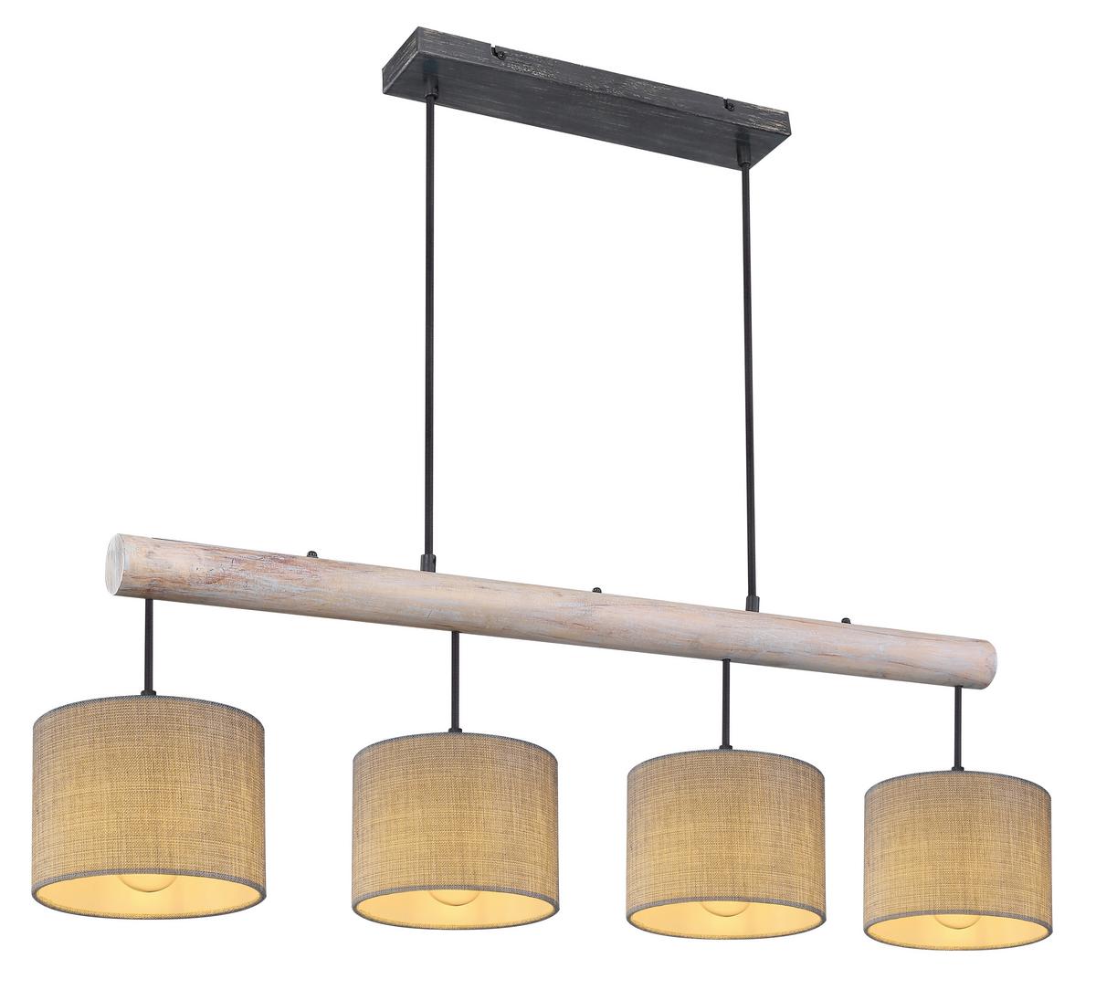 Lampa wisząca PLATON ok. 102x18x120 cm - czarny/szary, Modern, metal/drewno (102/18/120cm)