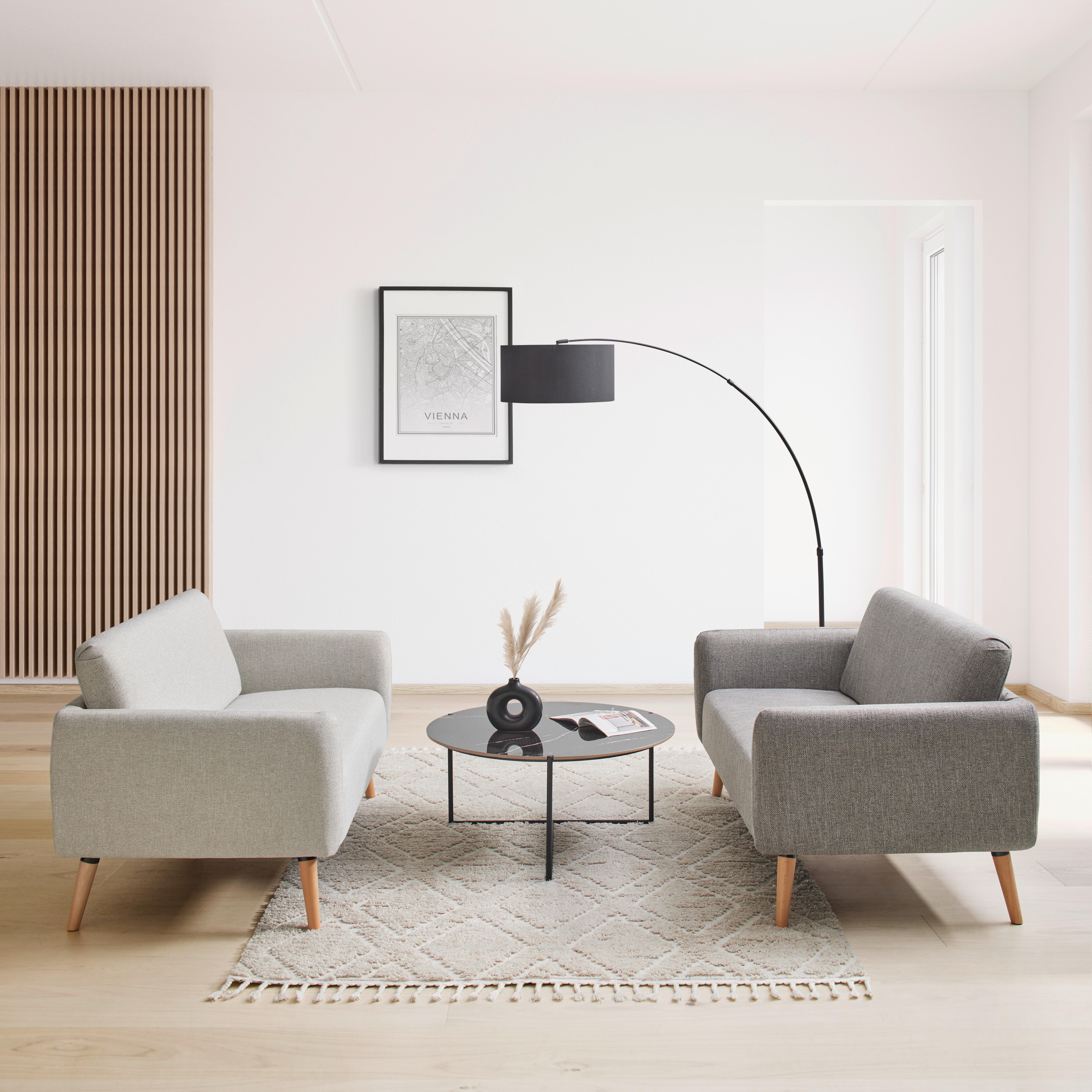 Dvosed Pia, Temno Siv - temno siva/naravne barve, Moderno, tekstil/les (146/76/75cm) - Bessagi Home