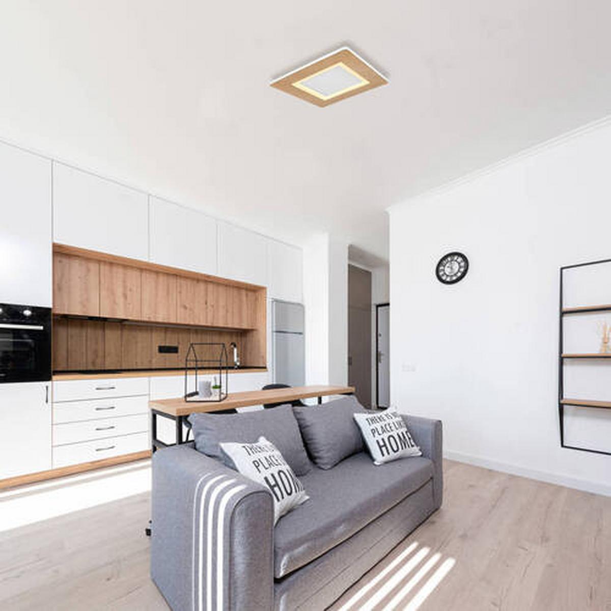 LED Mennyezeti Lámpa 41767q - opál/fehér, Natur, műanyag/fém (30/30/5cm) - Globo