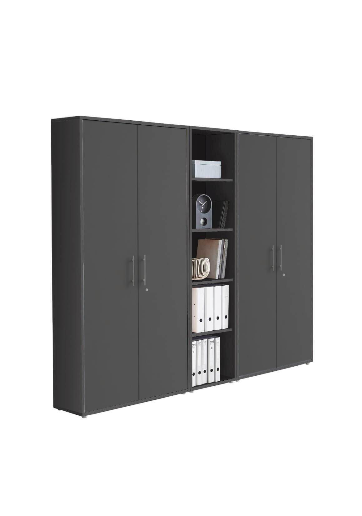 AKTENSCHRANK OFFICE EDITION - SW SET 10 - Anthrazit, MODERN, Holzwerkstoff (212,9/185,6/33cm) - MID.YOU