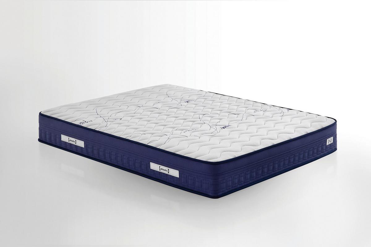 Matratze ATHLETIC H3 ca. 100x200 cm - Weiß/Dunkelblau, Basics, Textil (100/200cm) - Yatas