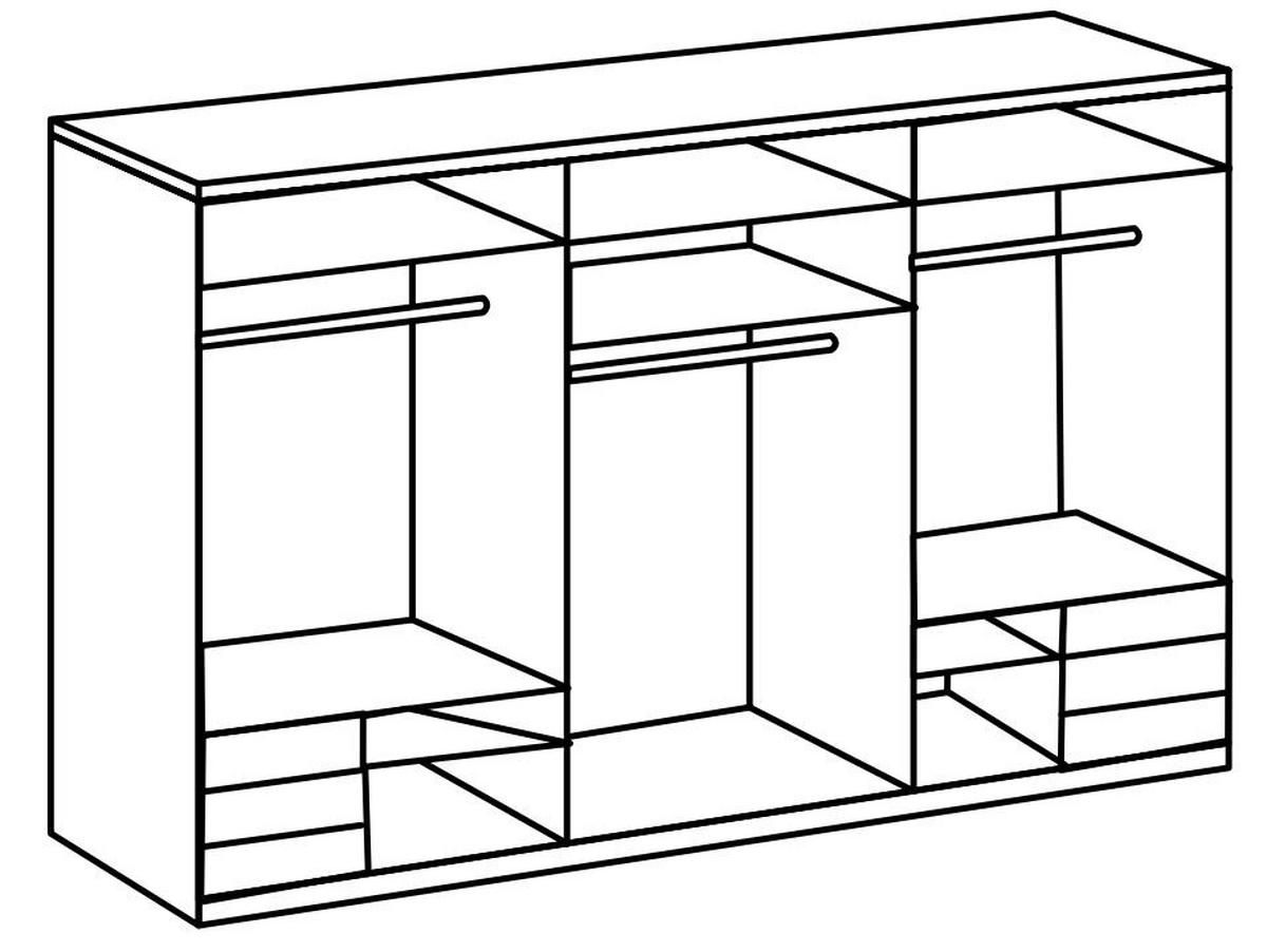 Schwebetürenschrank Level 36D ca. 300 cm Weiß/Eiche Dekor - Chromfarben/Weiß Hochglanz, MODERN, Holzwerkstoff/Metall (300/236/65cm) - MID.YOU