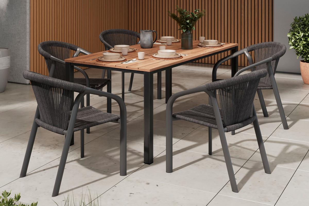 KRZESŁO OGRODOWE FERRARA - antracytowy, Modern, tworzywo sztuczne/metal (56/79/62cm) - Ambia Garden