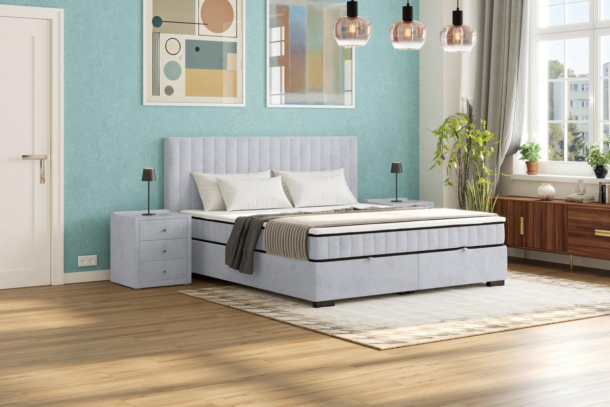 Box Krevet Maya C - siva/crna, Moderno, drvni materijal/drvo (200/220cm) - Based