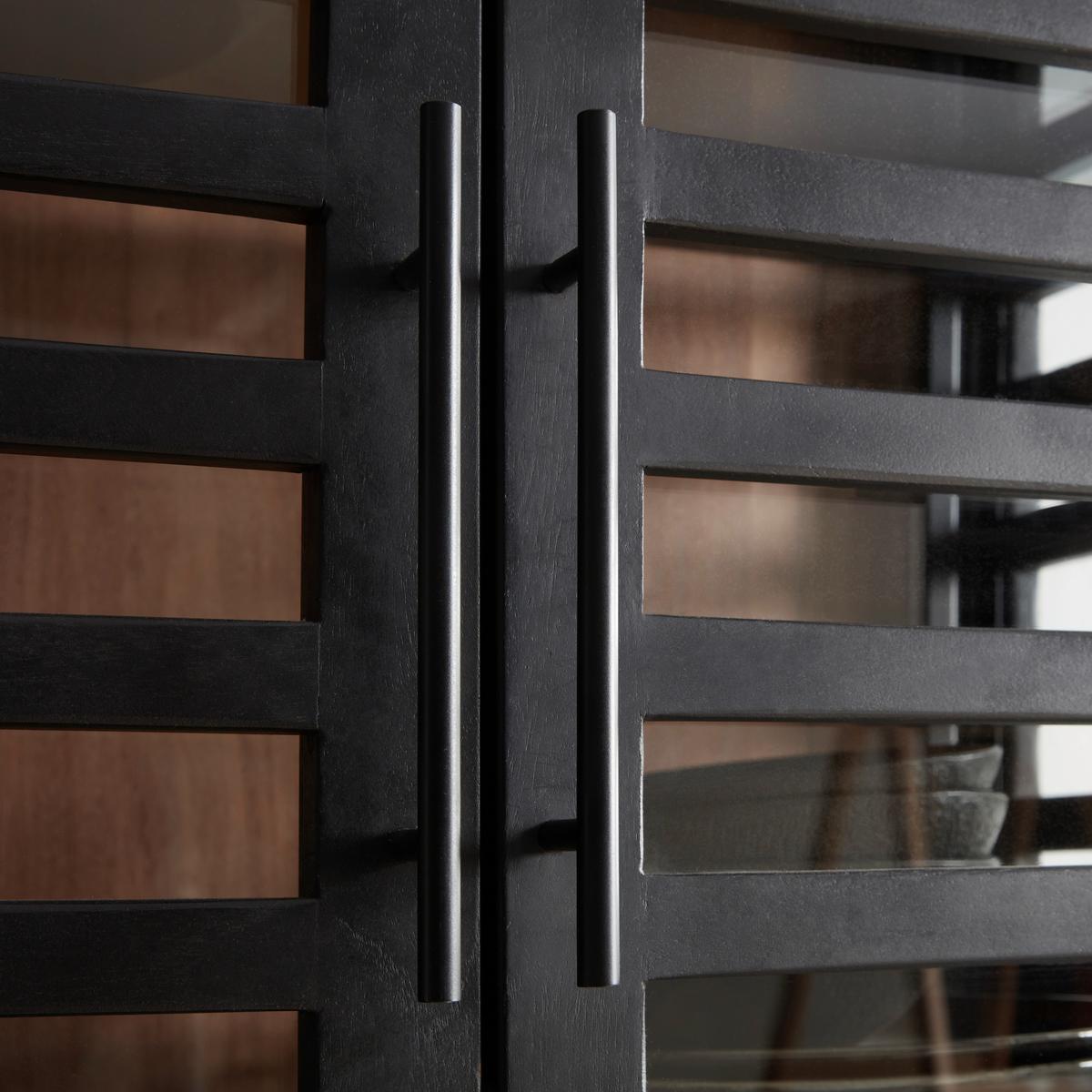 Glasvitrine Showcase in Schwarz aus Akazienholz - Schwarz, Modern, Glas/Holz (80/180/43cm) - Premium Living