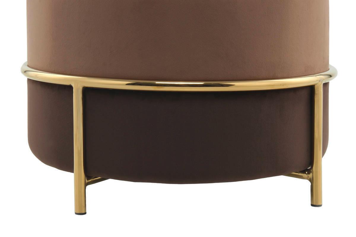 Hocker Creme/Braun ca. 48,5x46 cm - Goldfarben/Braun, Basics, Holzwerkstoff/Textil (48,5/46/48,5cm) - Kayoom