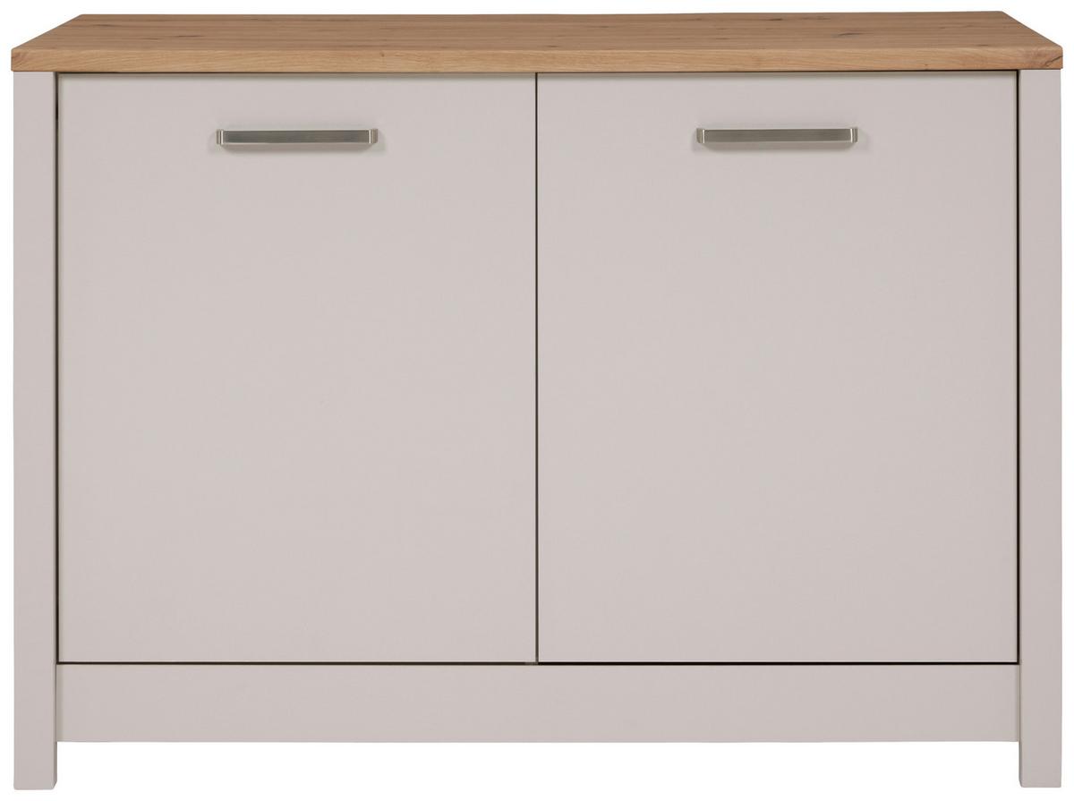 Spülenunterschrank Sardegna Kaschmir/Eiche - Kaschmir/Silberfarben, ROMANTIK / LANDHAUS, Holzwerkstoff/Metall (130/92/60cm) - home24