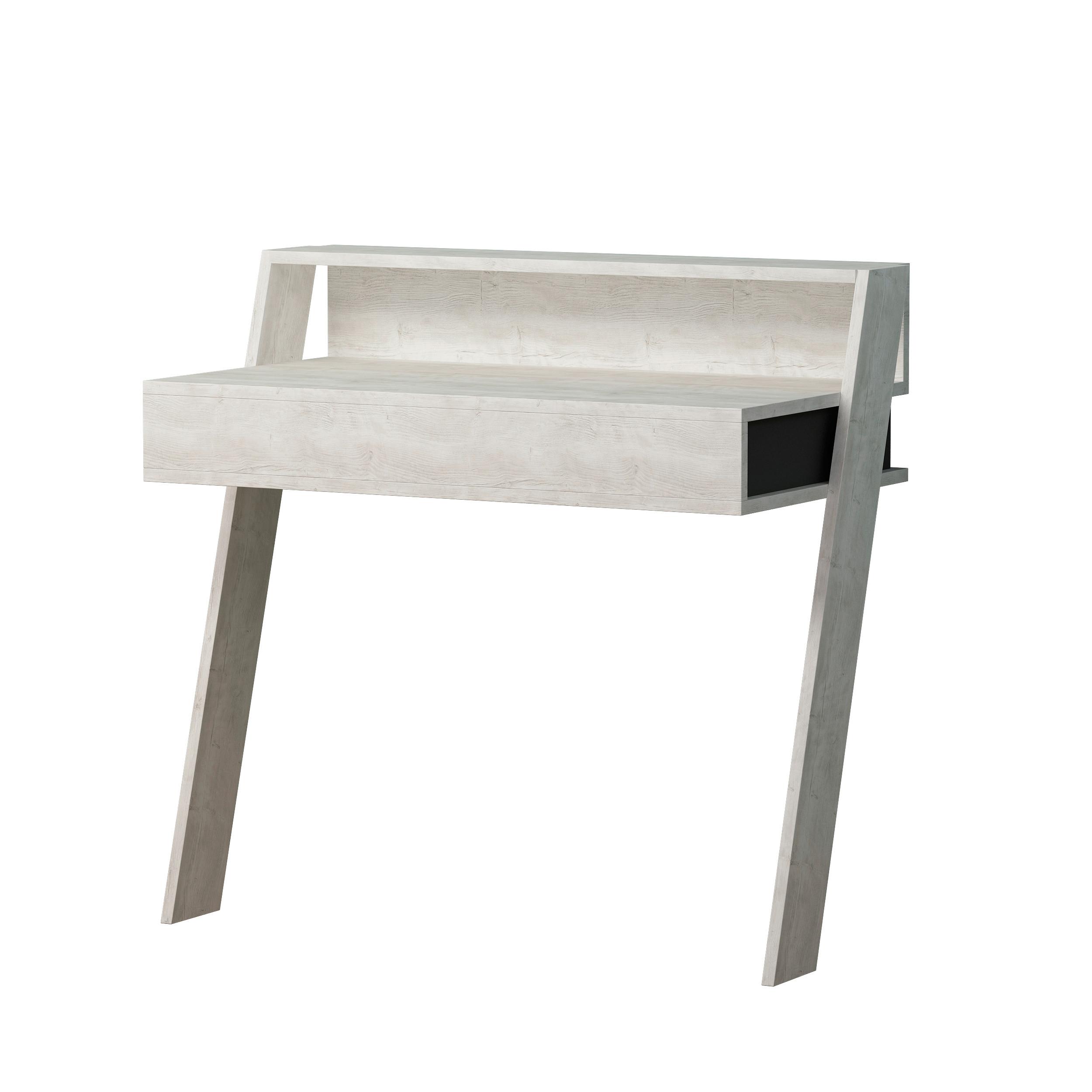 SCHREIBTISCH COWORK WORKING TABLE - Weiss/Anthrazit, Design, Holzwerkstoff (94/50/91cm) - Livetastic