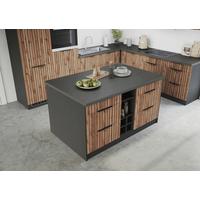 Kücheninsel Liverpool Typ 2 Eiche - Schieferfarben/Eiche Wotan, Basics, Holzwerkstoff/Metall (153/86/101cm) - Held