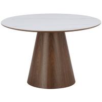 Jedilna Miza Aiden, Bela, Barva Oreha, Ø 120cm - barva oreha/bela, Moderno, leseni material/les (120/75cm) - MID.YOU