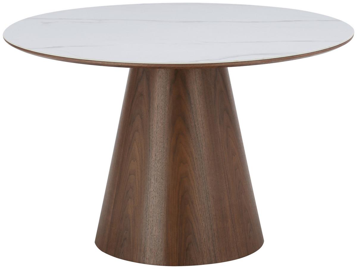 Jedilna Miza Aiden, Bela, Barva Oreha, Ø 120cm - barva oreha/bela, Moderno, leseni material/les (120/75cm) - MID.YOU