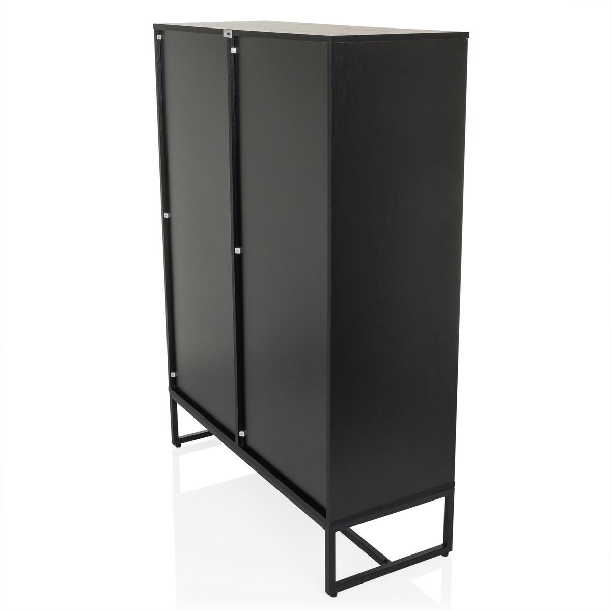 Visoka Komoda Amio, Črna, Barva Hrasta - črna/barve hrasta, Moderno, kovina/leseni material (100/140/40cm) - MID.YOU