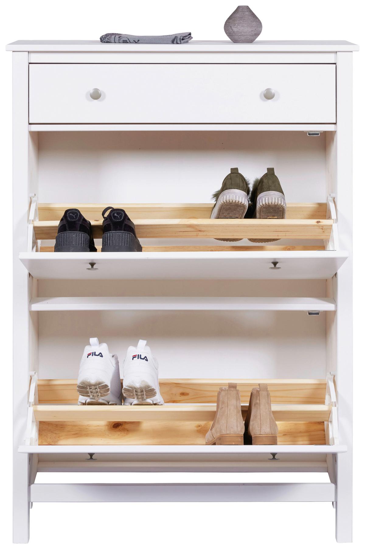Schuhschrank Chilly Home ca.90x127x30cm Weiß - Silberfarben/Weiß, Design, Holz/Metall (90/127/30cm) - Livetastic
