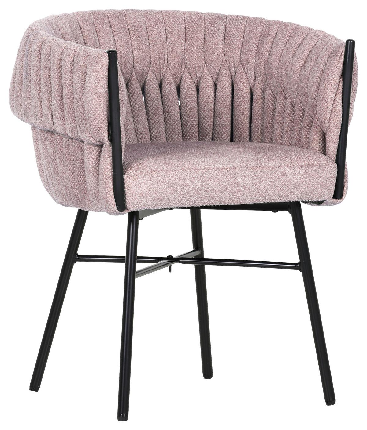 KRZESŁO Z PODŁOKIETNIKAMI TWISTY -BEACH CLUB- - różowy/czarny, Design, metal/tkanina (65/76/60cm) - Landscape