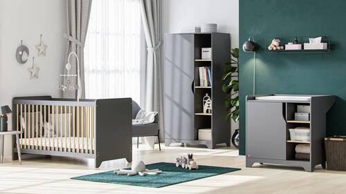 Otroška Posteljica Leaf, Grafit, Hrast, 70x140 - barve grafita, Moderno, leseni material/les (70/140cm) - Modern Living