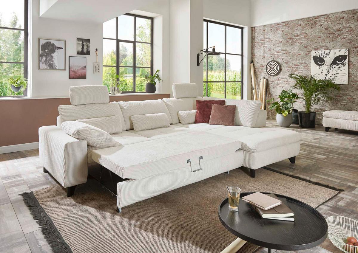 ECKSOFA LANDO - Schwarz/Grau, Modern, Textil/Metall (289/197cm) - Premium Living