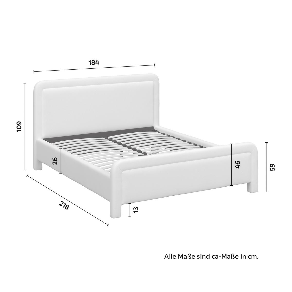 Polsterbett Xirelia Elfenbein ca. 160x200 cm - Elfenbein/Eichefarben, MODERN, Holz/Textil (160/200cm) - Bessagi Home