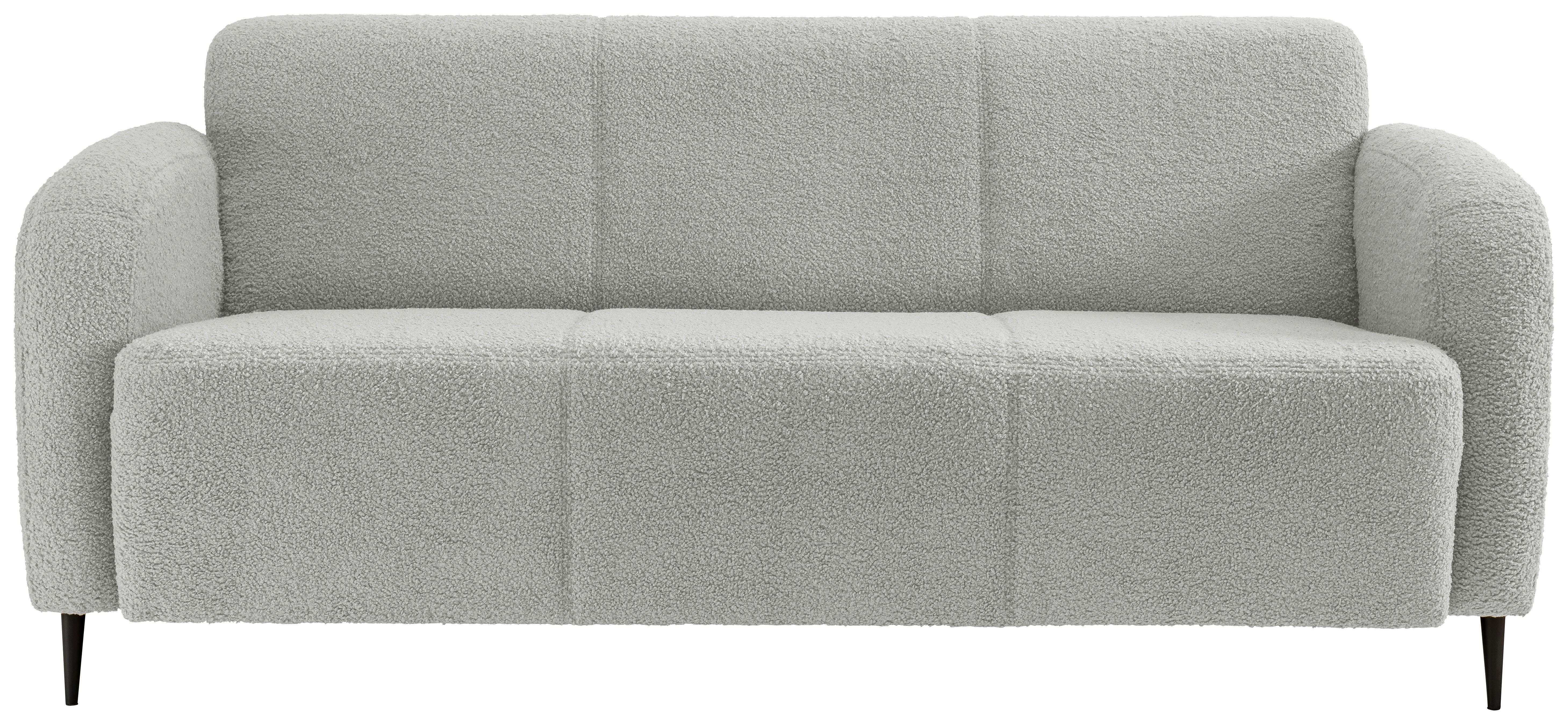 3-Sitzer-Sofa Marone Hellgrau Teddystoff - Hellgrau/Schwarz, MODERN, Textil/Metall (180/76/90cm) - Livetastic