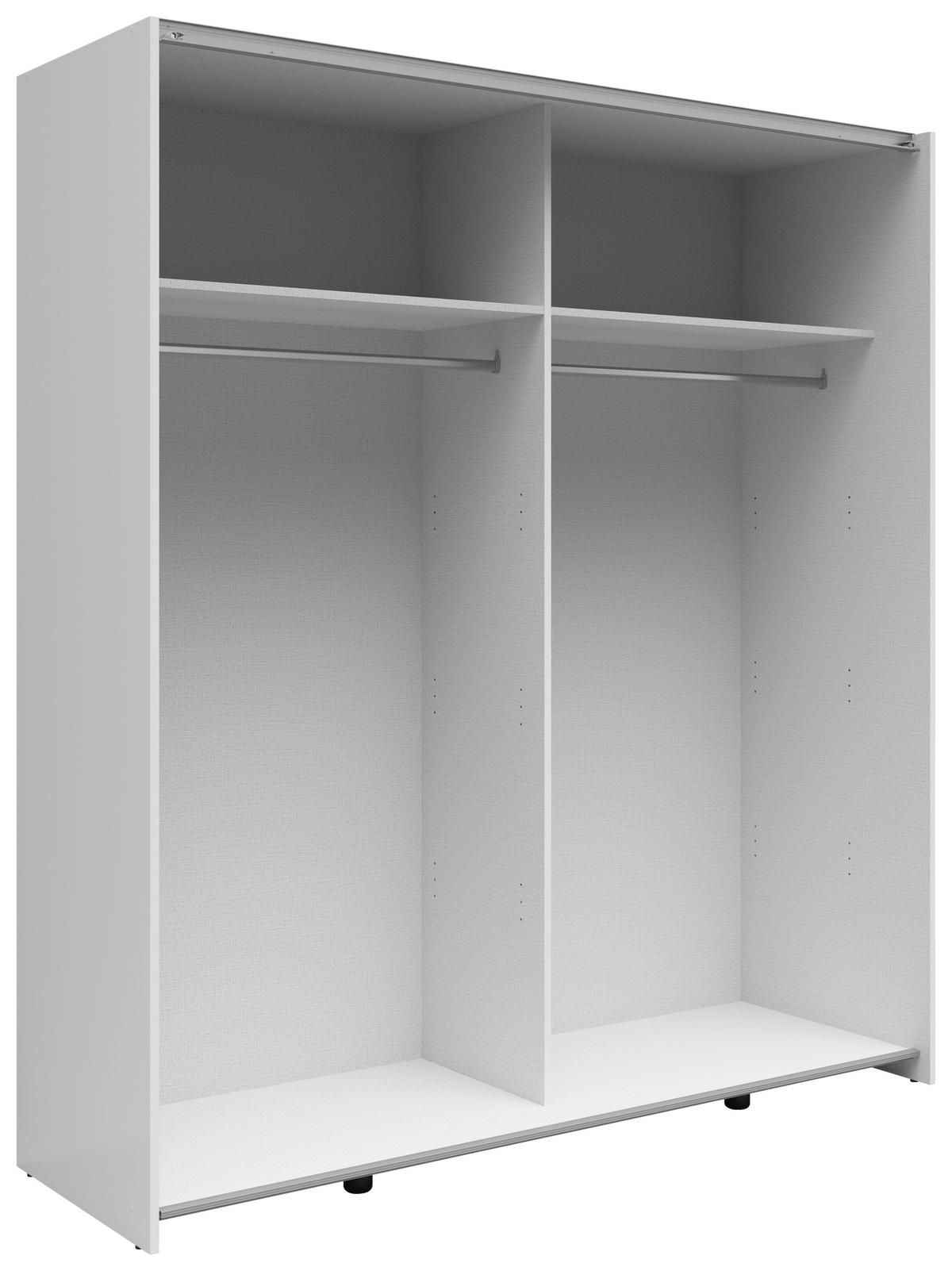 Schwebetürenschrank Time Weiß/Eiche Artisan - Silberfarben/Weiß, Holzwerkstoff/Kunststoff (170/191/59cm) - Based
