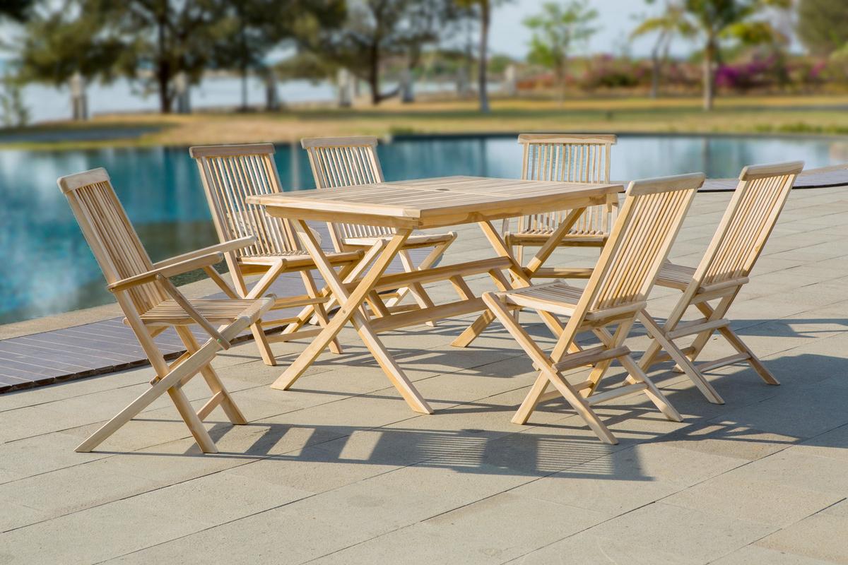 Gartenklappstuhl-Set 2er-Set Naturfarben - Naturfarben, Design, Holz (47/89/57cm) - Gardenson