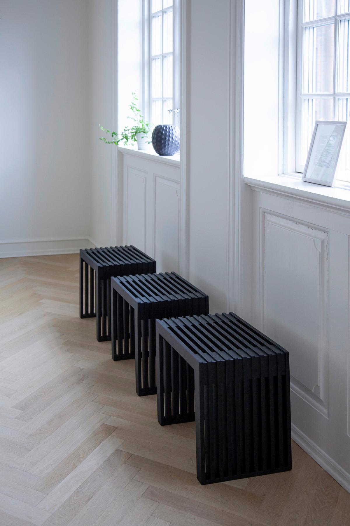 Hocker RIB ca. 45x43x35 cm - Schwarz, KONVENTIONELL, Holz (45/43/35cm) - MID.YOU