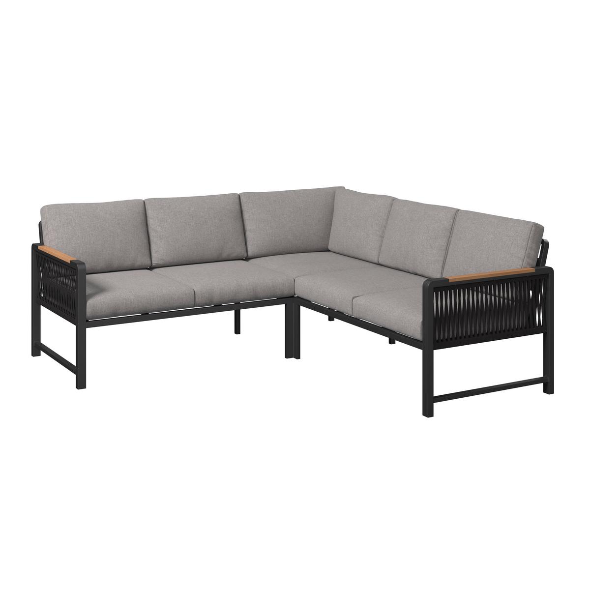 Loungegarnitur Washington Grau/Naturfarben, 4-teilig - Anthrazit/Naturfarben, MODERN, Kunststoff/Textil (192/73/192cm) - Mömax