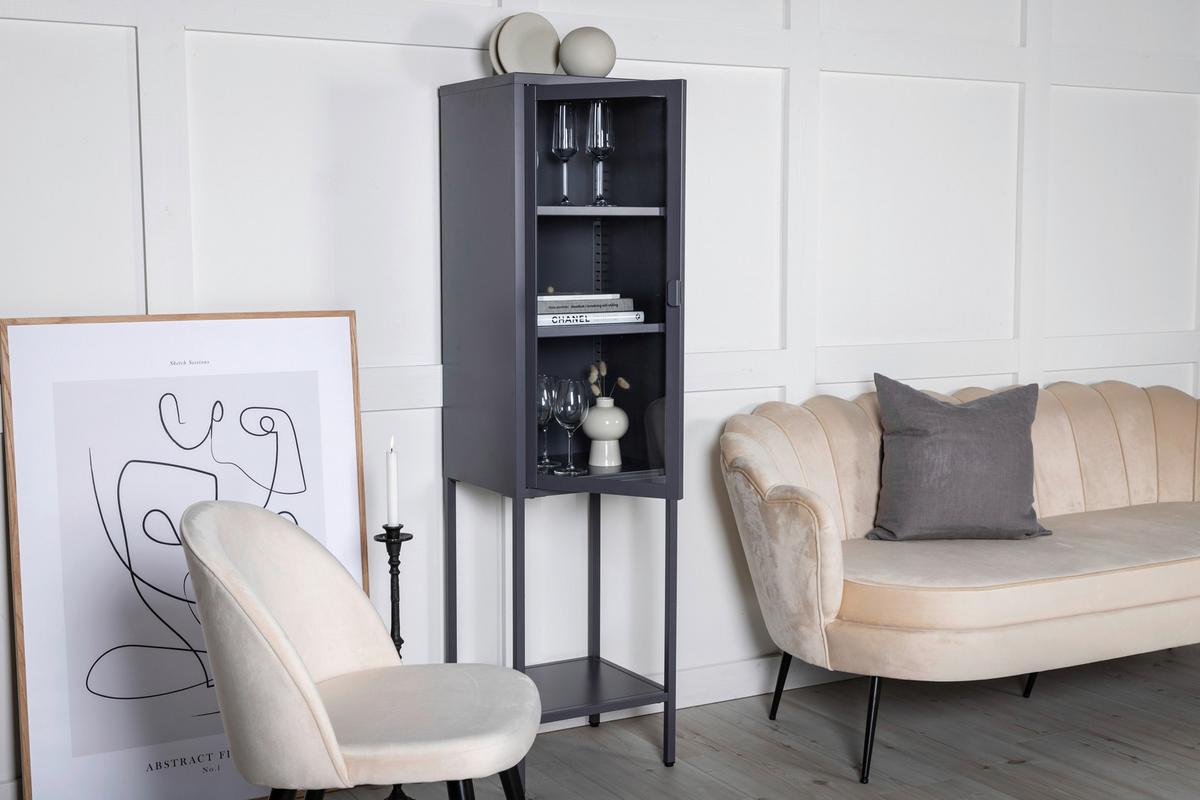 VITRINE MISHA - Grau, Design, Glas/Metall (40,5/150/35cm) - Livetastic