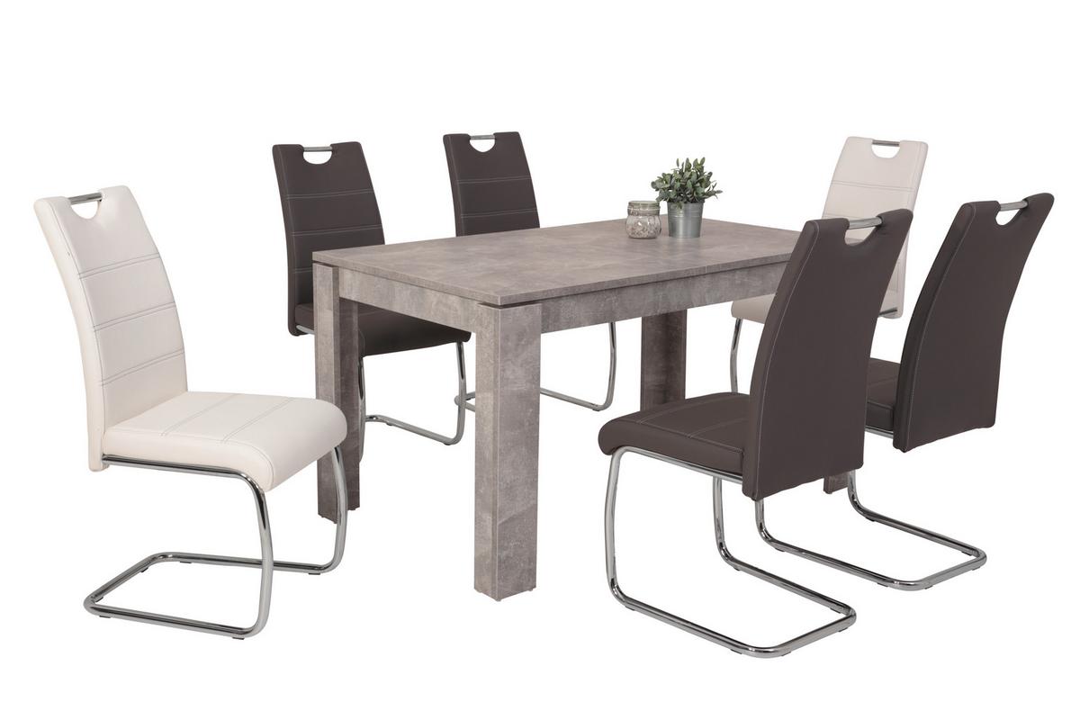 SCHWINGSTUHL-SET FLORA S 4ER-SET - Chromfarben/Weiß, MODERN, Textil/Metall (43/98/59cm) - MID.YOU