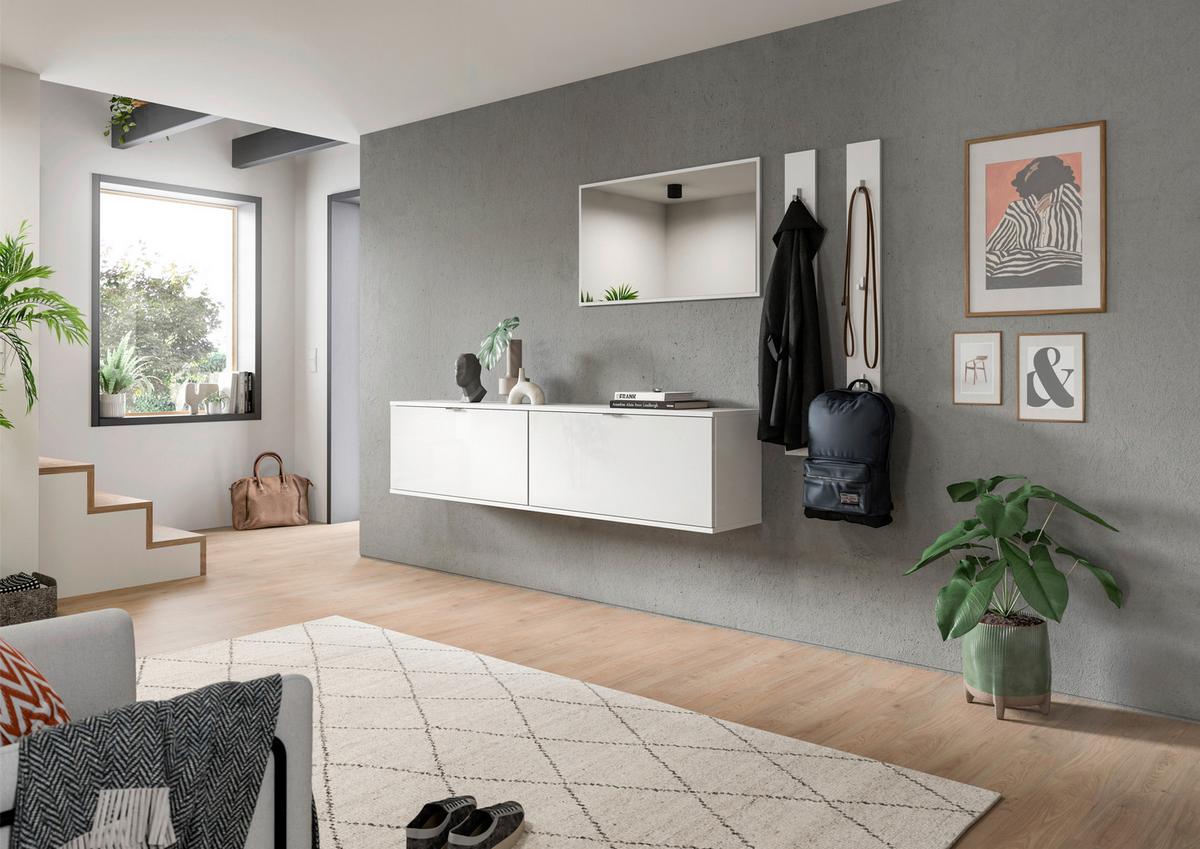 GARDEROBENPANEEL PROJEKT X - Weiss Hochglanz/Weiss, Design, Holzwerkstoff (13cm) - Livetastic