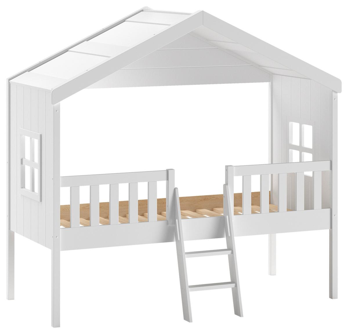 Hausbett Weiß ca. 90x200 cm - Weiß, Natur, Holz (90/200cm) - Vipack