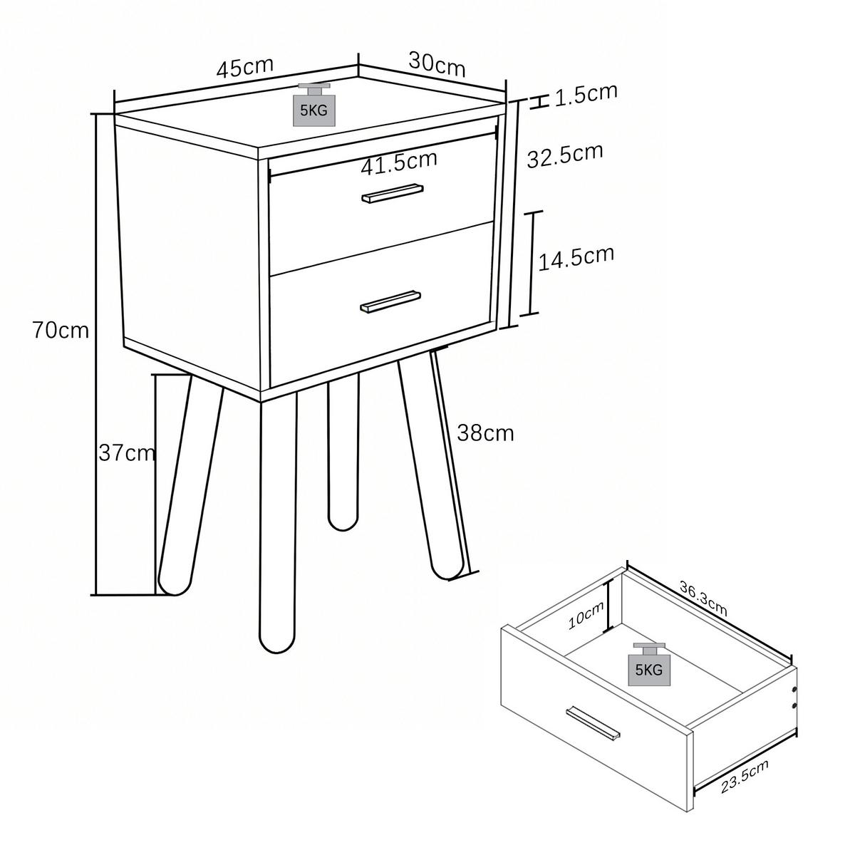 Beistelltisch Singol XXL Anthrazit/Honigeiche - Honigeiche/Anthrazit, Design, Holzwerkstoff/Metall (45/30/70cm) - MID.YOU