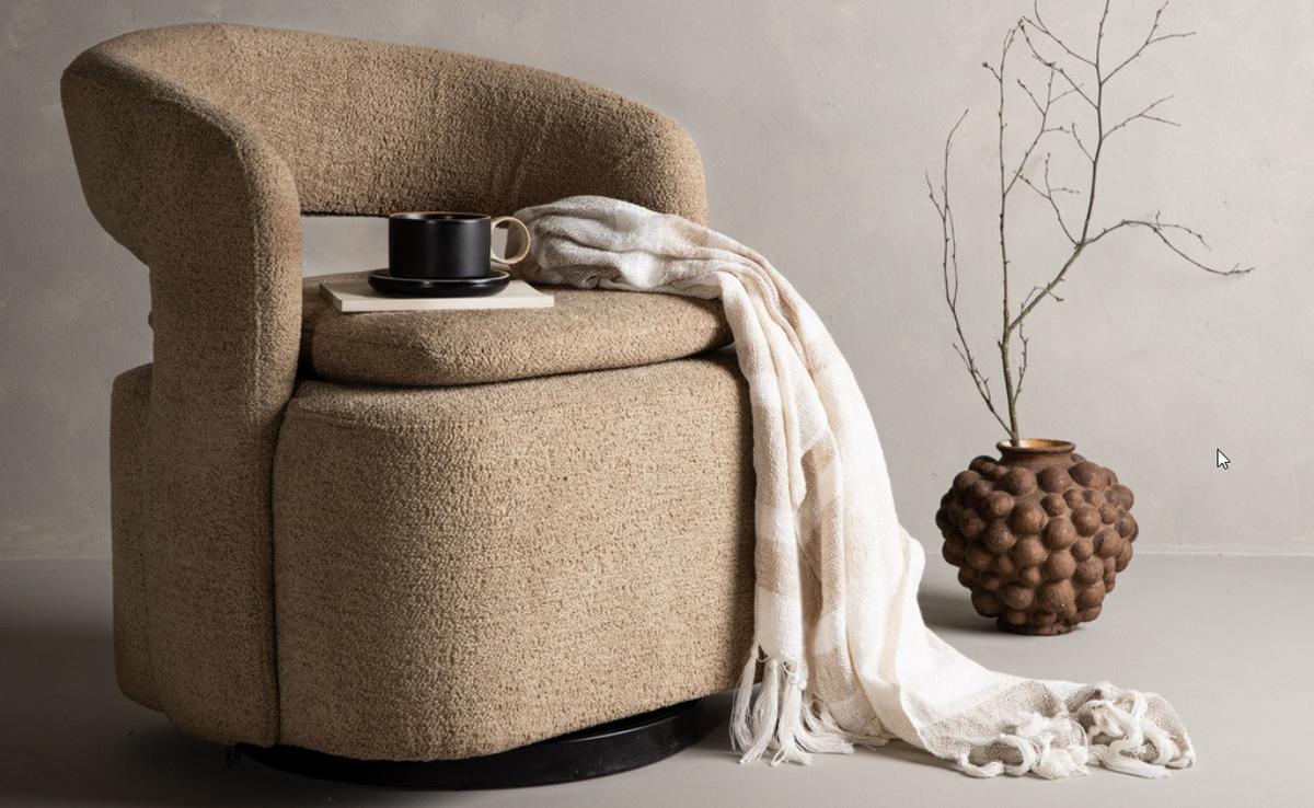 Cocktailsessel Laurel Beige Bouclé - Beige, Design, Textil/Metall (69/75/72cm) - Best Price